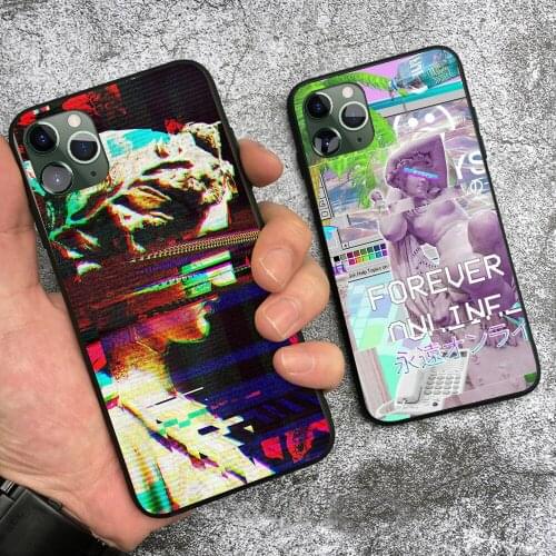 Vaporwave statue glitch art Aesthetics soft silicone Phone case cover shell For iPhone 6 6s 7 8 Plus X XR XS 11 Pro Max