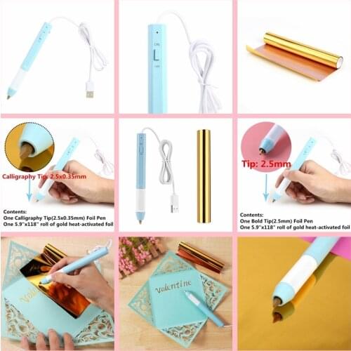 2.5Mm/2.8*0.35Mm Heat Foil Pen Calligraphy Tip Combine Hot Foil Paper Can Be Used On Paper Leather Plastic Cards Diy Write Draw