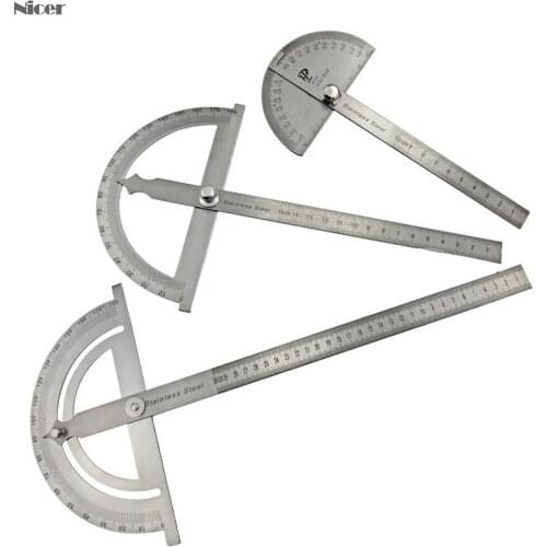 Stainless Steel 180 Degree Protractor Angle Finder Rotary Measuring Ruler Machinist Tool Craftsman Ruler Goniometer 100-300mm