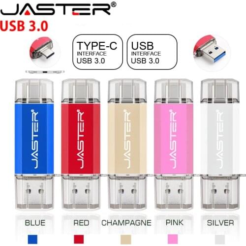 JASTER Type C USB Flash Drive OTG Pen Drive 128GB 64GB 32GB 16GB Pendrive 2 in 1 Design Usb Stick for Type-C Mobile/Tablet PC