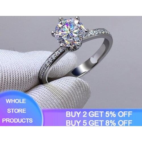 YANHUI 100% Original 925 Sterling Silver Engagement Wedding Rings Inlay 5A Cubic Zirconia Stone Ring Women Silver 925 Jewelry