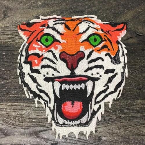 1Pcs Fashion Domineering Tiger Head Embroidery Water-Soluble Patches Applique Fabric Sweater T-shirt Sew on DIY Supplies