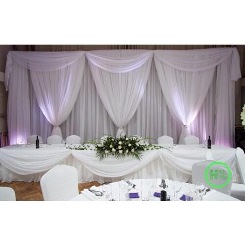 10ft (H) x 20ft (L) Pure White Wedding Backdrop with lovely swags Wedding Decoration