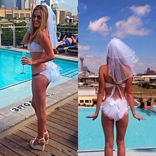 2016 Wedding Bikini Veil Two Pieces Headpiece Veil And Booty Veil Bachelorette Party Veils Bachelorette Party Set Hen Party Brid