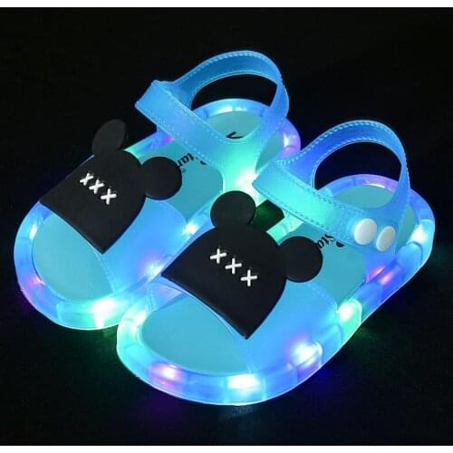 2021 summer new flash light sandals boys and girls non-slip beach shoes casual sandals children buckle trend outdoor