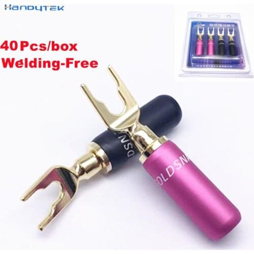 40Pcs High quality Gold-plated Copper Welding-Free Banana Plug U/Y Type Connector Fork Spade Audio Terminals Speaker plug Wire