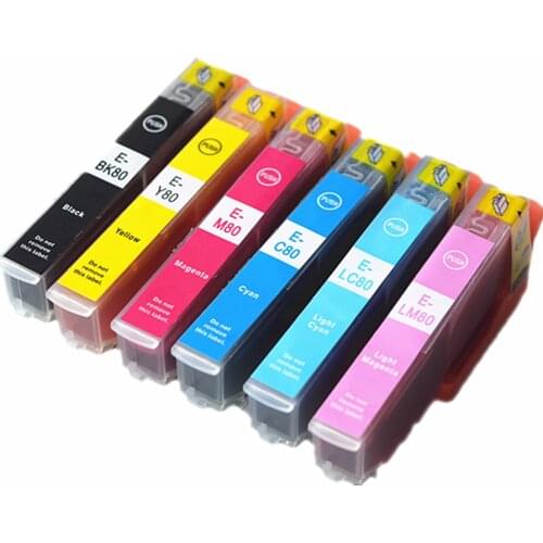 6PK IC6CL80 IC80 Ink Cartridge Compatible For EPSON EP-707A EP-777A EP-807AB EP-807AR EP-807AW EP-907F EP-977A3
