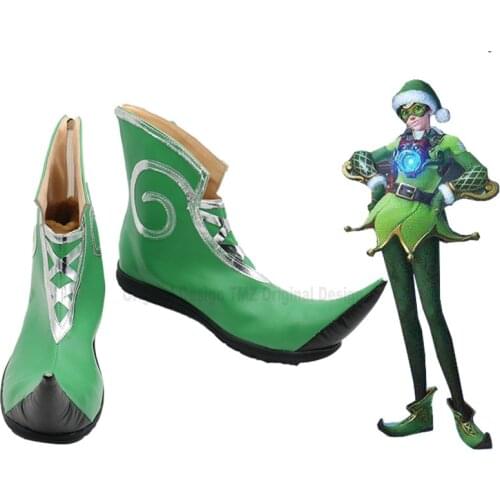 OW Tracer Christmas Elf Cosplay Shoes Boots Halloween Carnival Party Cosplay Costume Accessories