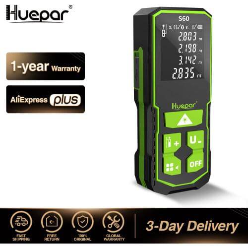 Huepar Laser Distance Meter 60M Electronic Roulette Laser LCD Digital Rangefinder Trena Metro Measuring Tape Ruler Test Tool