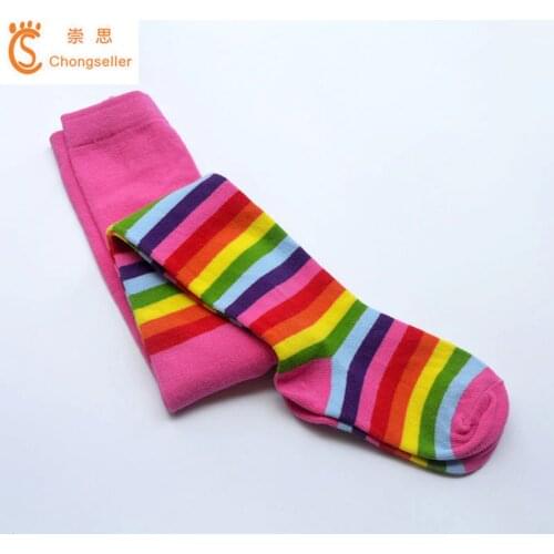 Baby Girl Children Tights Cotton Pantyhose Girl Spring and Autumn Girl Kid Tights Striped Rainbow Colors Girls Striped Tights