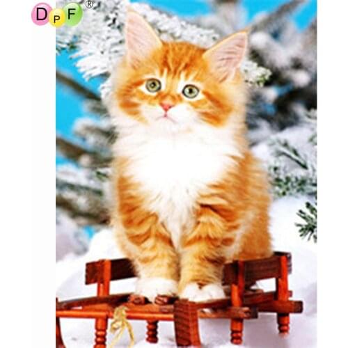 DPF diamond painting cross stitch Bench cat DIY full square diamond embroidery mosaic home decor gifts kits handwork Animal