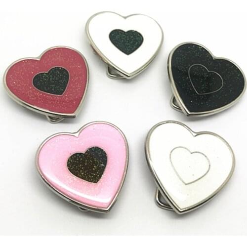 Custom Factory 200 pcs wholesale womens color heart-shaped metal belt buckle for 3 cm belt