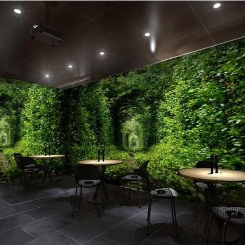 Custom Size Murals Green Tree Leaf Natural Wall Paper Photo Mural for Resturant Coffee Shop Garden Wall Murals 3D Wall Decor