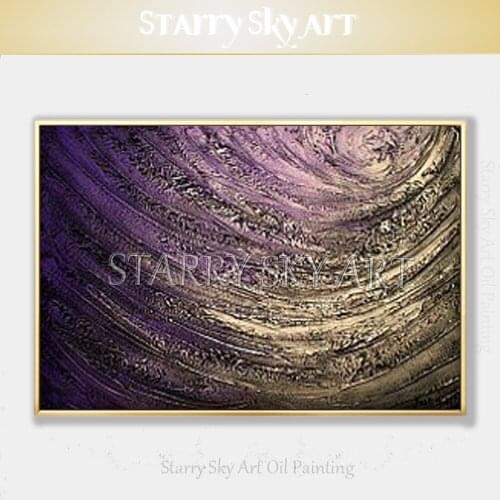 Artist Pure Hand-painted Thick Oil Paints Textured Knife Abstract Purple Oil Painting on Canvas Thick Palette Knife Oil Painting