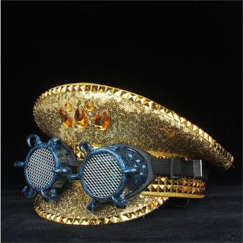 Unisex Men Women Authentic Police Hat With Blue Metal Classes Performance Military Hat Captain Hat 3 Size