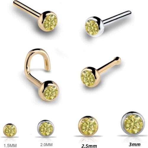 2Pcs 4 Shapes Golden CZ Nose Ring Crystal Nostril Piercing 20G Surgical Steel Twisted Nose Studs Screw Ring Body Piercing