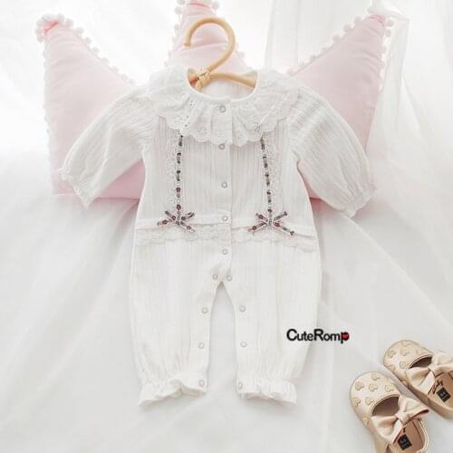 Top Lace girl romper Bowknot baby girls clothes ruffle baby onesie princess gift ropa bebe fille new born Costume Toddler wear