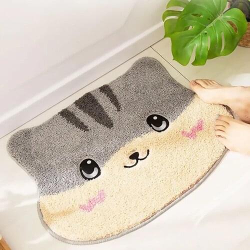 Bathroom Door Entrance Mat Door Mat Cartoon Animal Cat Pig Bath Rug Bathroom Non-Slip Mat Toilet Mat Entrance Door Absorbent Mat