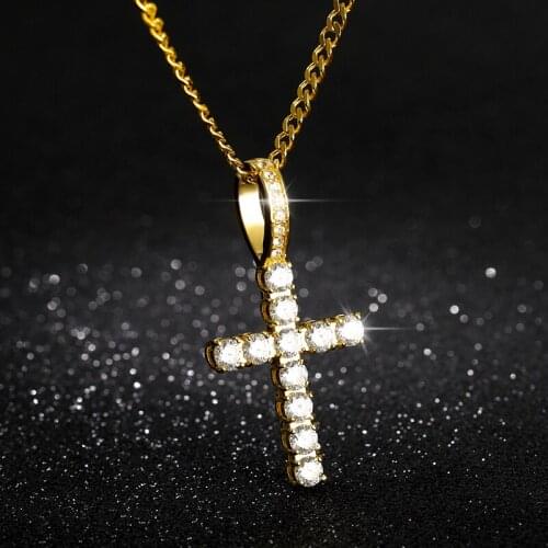 Ice Out Cross Pendant Necklaces For Men Women With Crystal Zircon Gold Chain Bijoux Femme Hip Hop Steampunk Jewelry Necklaces