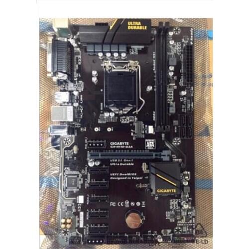Used original Desktop motherboard For Gigabyte GA-H110-D3A H110-D3A H110 LGA 1151 support 2*DDR4 32G 4*SATA3 1*M.2 ATX
