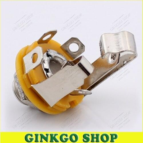 500pcs/lot Metal 6.5MM Stereo Jack, 6.5MM TRS Microphone Female Connector with Switch Free Shipping