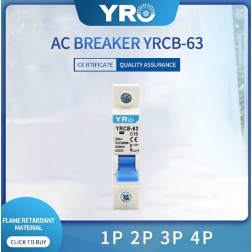 MCB de NBT1-63 1P CA tipo C 230/400V ~ 50HZ/60HZ Mini disyuntor 6A 10A 16A 20A 25A 32A 40A 50A 63A 1P