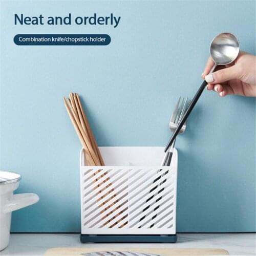 Multifunction Simple Grid Chopstick Cage Two-Color Chopstick Holder Chopsticks Spoon Storage Drain Basket Kitchen Storage Rack
