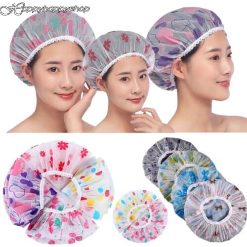 Fashion Thicken Eva Fabric Bathroom Shower Cap Make Up Hat Print Floral Head Cover Bandana Hair Treatment Wrapped Turban