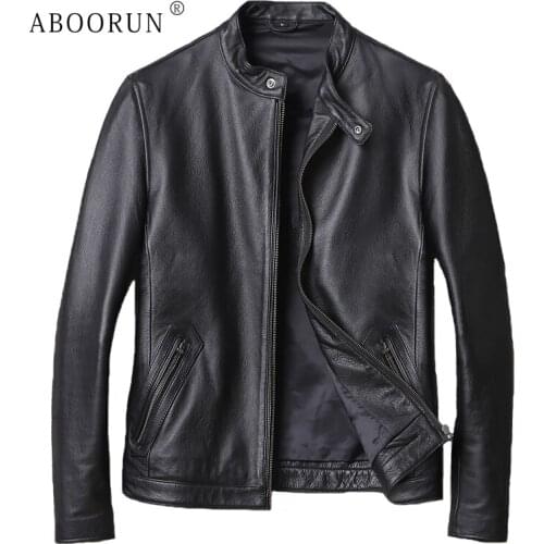 Mens Genuine Leather Jackets Plus Size 5XL Cowhide Motorcycle Jackets Spring Autumn Casual Leather Coat for Male
