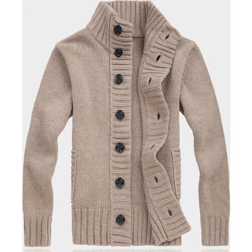 Men Sweater New Autumn Front Button Cardigan Stand Collar Sweaters for Men Coat Winter Warm Knitwear Clothing pull homme MY271