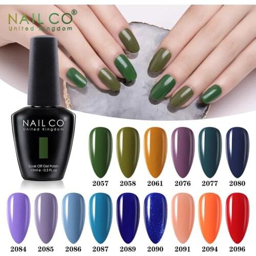 NAILCO 15ml Summer Green Color Series Gel Vernis Nail Polish UV Nails Gel Nail Art LED Base Top Coat All For Manicure Design Set