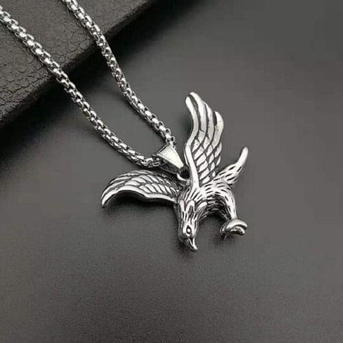 POTCET Neutral Stainless Steel Eagle Titanium Pendant Necklace Retro Geometric Fashion Hip Hop Party Jewelry