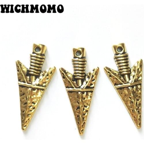 New 10pcs 36MM Retro Gold Zinc Alloy Arrow Head Triangle Charms Pendants for DIY Necklace Jewelry Bracelet Accessories