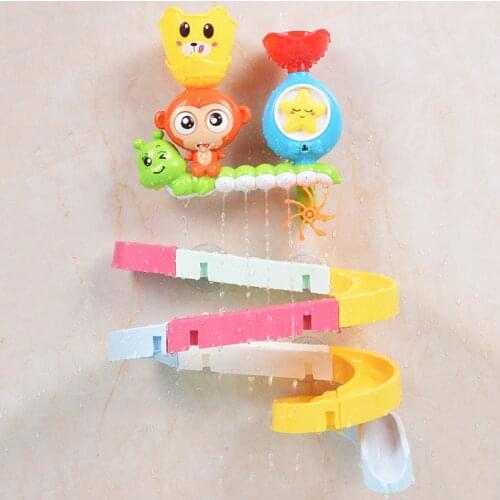 New DIY Baby Bath Toys Wall Suction Cup Marble Race Run Track Bathroom Bathtub Kids Monkey Play Water Games Toy Set for Children