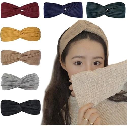 New Women Suede Soft Solid Print Headbands Vintage Cross Knot Elastic Hairbands Bandanas Girls Hair Bands Hair Accessories