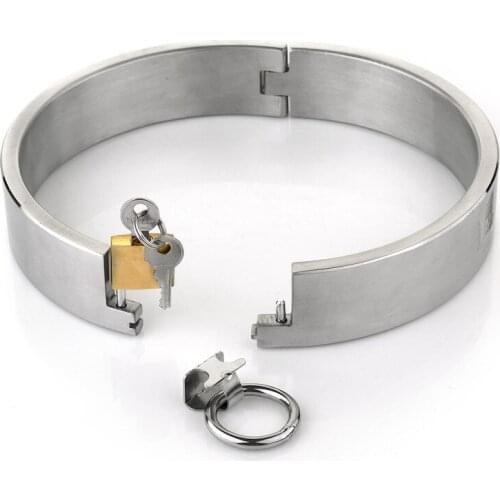 Hi-Q Stainless Steel Lockable Collar Neck Bondage Choker Fetish Slave BDSM Restraint Adult Games Sex Toys For Couples Women Man