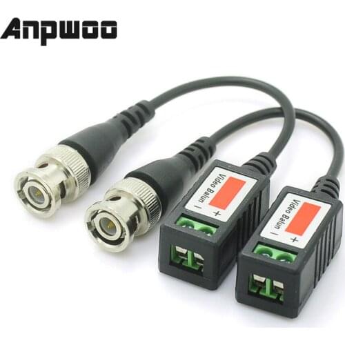 ANPWOO UTP Passive Video Balun Cat5 BNC Male Cable Twisted Pair Transmitter CCTV