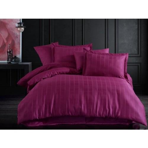Plaid Double Cotton Satin Duvet cover set Purple