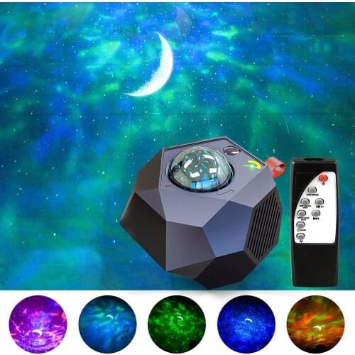 RGB Bluetooth Music Player Star Night Light Star Galaxy Projector Ocean Water Ripple Night Light Decoration Bedroom Lamp Gifts