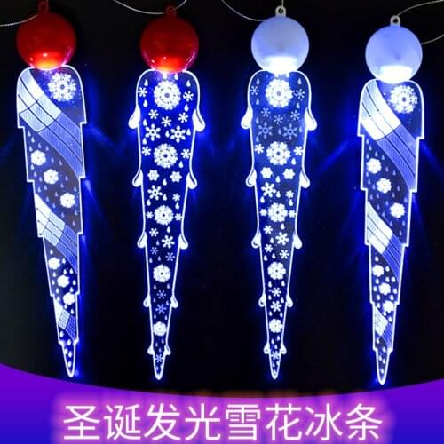 Christmas creative luminous icicle decoration pendant blue and white LED luminous acrylic snowflake icicle shape pendant