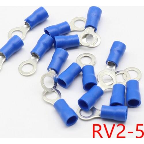 RV2-5 Blue Ring Insulated Wire Connector Electrical Crimp Terminal Cable Connector Wire Connector 100PCS/Pack RV2.5-5 RV