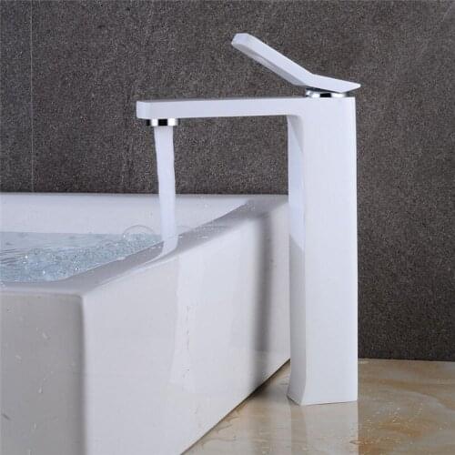 Bathroom Brass Basin Faucet White/Black Sink Mixer Tap Single Handle Water Tap Washbasin Faucet Hot&Cold Crane Elegant Torneira