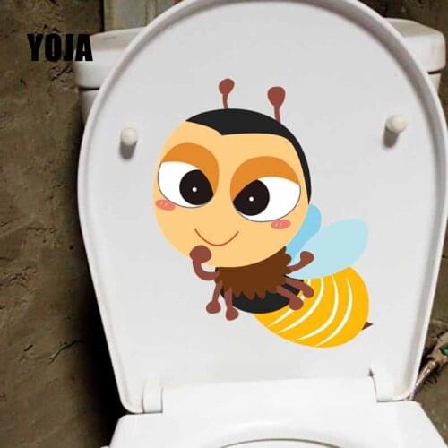 YOJA 18.7X22.8CM Modern Art Toilet Decal Wall Stickers Bedroom Home Decoor Beatiful Funny Bee Cartoon T5-0881