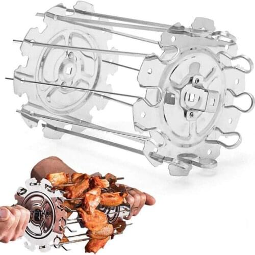 BBQ Steel Metal Roaster Rotisserie Skewers Needle Cage Oven Kebab Maker Grill