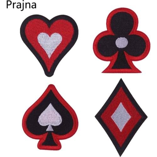 Prajna Poker Cards Iron On Patches King Queen DIY Cartoon Applique Decor Embroidered Patches For Clothing T-Shirt Decor Hot Sale