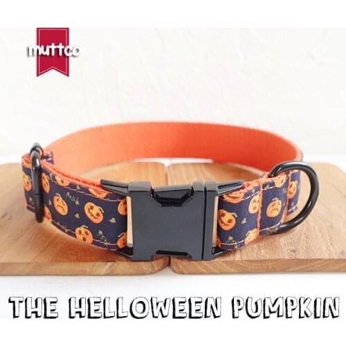 MUTTCO unique collar THE HELLOWEEN PUMPKIN convenient to walk the dog leash accessory for small medium large dog 5 sizes UDC086H