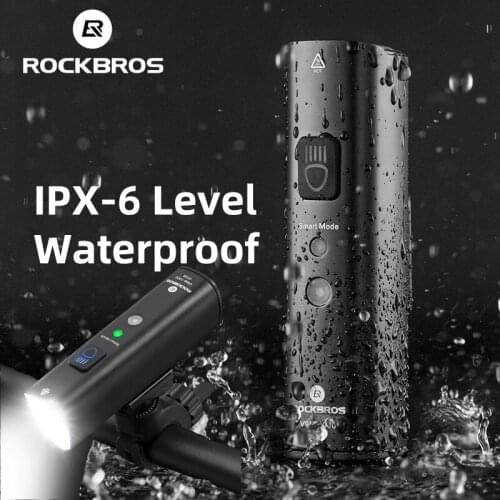 ROCKBROS 1000LM 5 Mode Bicycle Light 4000mAh Smart Vibration Sensing Cycling Front Light Bike Light Lamp USB LED Bike Flashlight