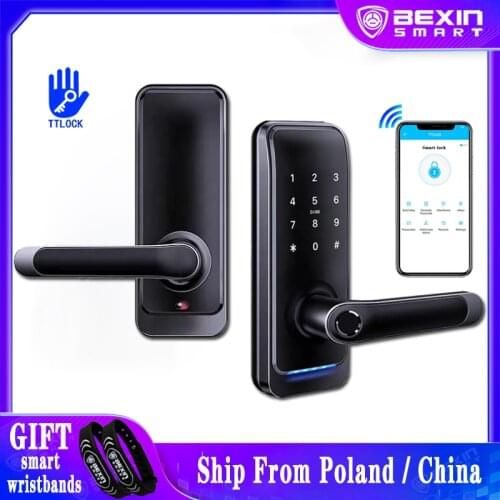 Waterproof Fingerprint Security Intelligent Smart door Lock With WiFi APP Password RFID Unlock,Door Lock TTLOCK app