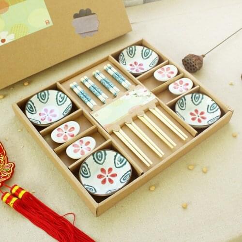 Japanese Shredded Sushi Dish Tableware Gift Box Set Shredded Flower Hand-painted Chopsticks Seasoning Dish Chopsticks Rack