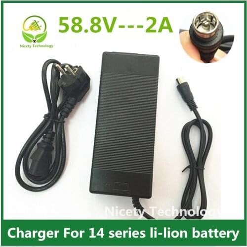 58.8V2A charger 58.8v 2A electric bike lithium battery charger for 14S lithium battery pack RCA Plug good quality
